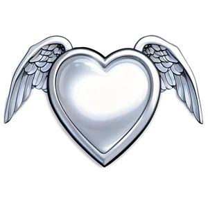 Silver Heart With Wings PNG 50 PNG