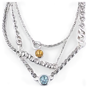 Silver Layered Necklace PNG 06282024 PNG