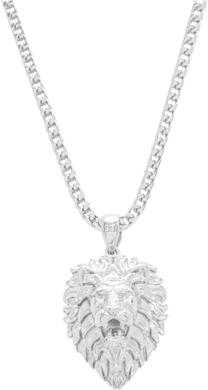 Silver Lion Pendant Necklace PNG image