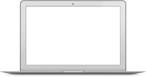 Silver Mac Book Open Blank Screen PNG
