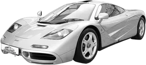 Silver Mc Laren F1 Side View PNG image