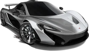 Silver Mc Laren Supercar Side View PNG image