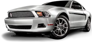 Silver Mustang Sports Car PNG image