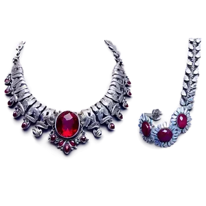 Silver Necklace Set PNG 31