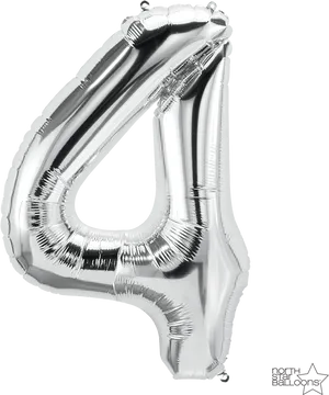 Silver Number4 Balloon PNG image
