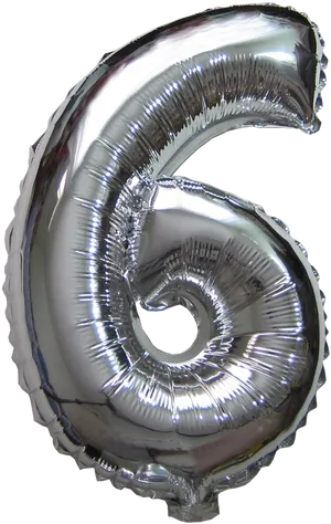 Silver Number6 Balloon PNG image