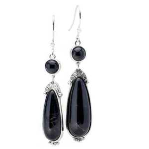 Silver Obsidian Earrings PNG 6