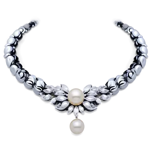 Silver Pearl Necklace PNG Iof17
