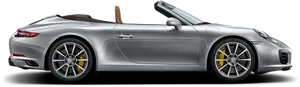 Silver Porsche911 Cabriolet Side View PNG image