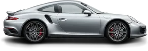 Silver Porsche911 Turbo Side View PNG image