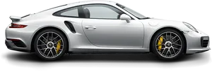 Silver Porsche911 Turbo Side View PNG image