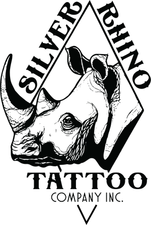 Silver Rhino Tattoo Logo PNG