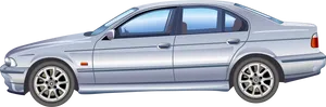 Silver Sedan Side View Vector PNG image