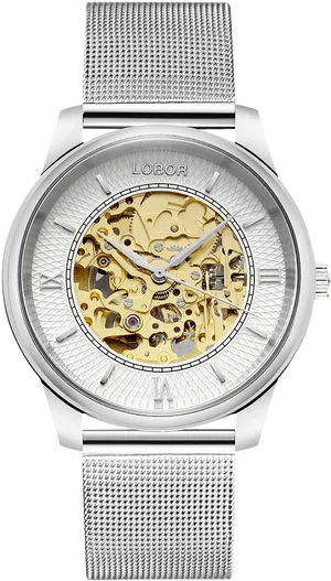 Silver Skeleton Dial Watch PNG image