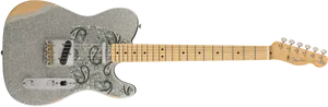 Silver Sparkle Telecaster Guitar PNG image