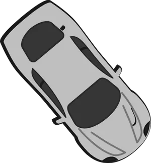 Silver Sports Car Top View Illustration PNG image