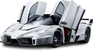 Silver Sports Car With Gullwing Doors PNG image