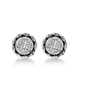 Silver Studded Round Earrings PNG