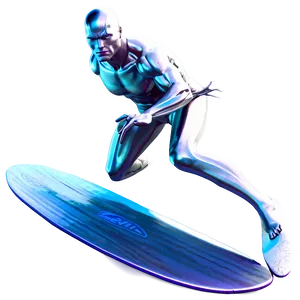 Silver Surfer On Surfboard PNG Meh83