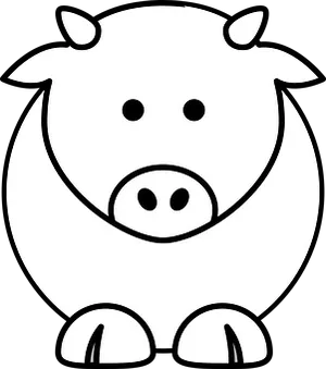 Simple Blackand White Cow Icon PNG image