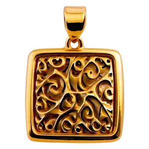 Simple Gold Square Charm PNG Npr84 PNG