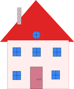 Simple Red Roof House Vector PNG image