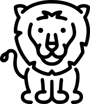 Simplified Black Lion Drawing PNG image