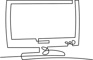 Simplified Computer Outline Clipart PNG