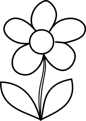 Simplified Flower Illustration B W PNG image