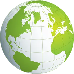 Simplified Green World Map Globe PNG image