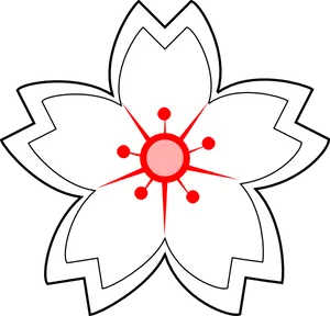 Simplified Redand White Flower Illustration