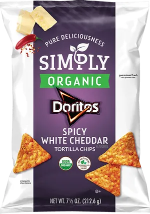 Simply Organic Spicy White Cheddar Doritos Package PNG image