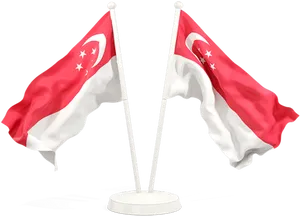 Singapore Flagson Stands PNG image