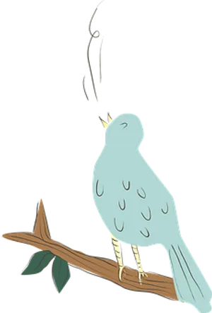 Singing Birdon Branch PNG image