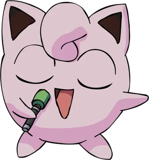 Singing Jigglypuffwith Microphone PNG image