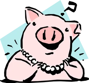 Singing Pig Cartoon Illustration PNG image