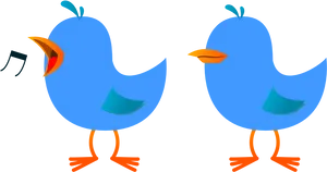 Singingand Silent Twitter Birds PNG image