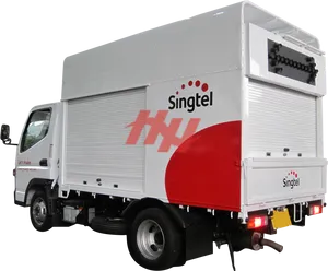 Singtel Branded Commercial Lorry PNG image