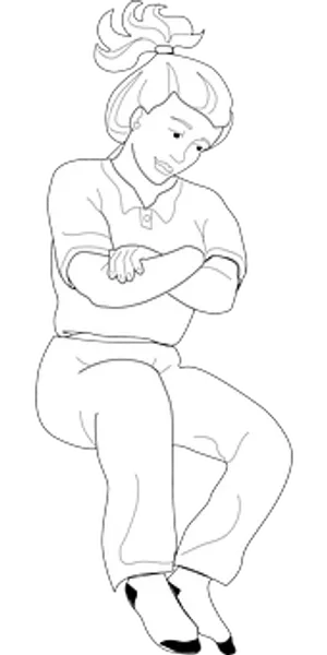 Sitting Girl Line Art