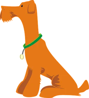 Sitting Orange Dog Cartoon