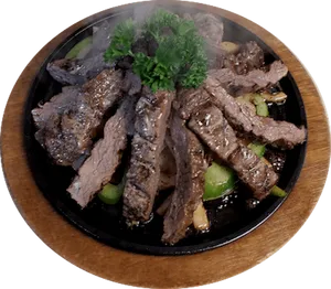 Sizzling Beef Steakon Hot Plate PNG image