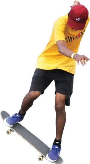 Skateboarderin Action Yellow Shirt PNG image