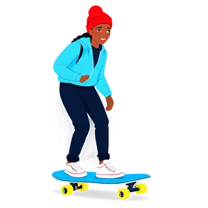 Skateboarding Black Girl Cartoon Png 06252024 PNG image