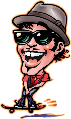 Skateboarding Caricature Man.png PNG
