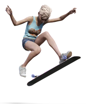 Skateboarding Girl Trick Performance