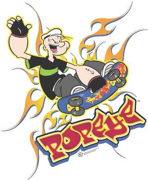 Skateboarding Popeye Artwork PNG image