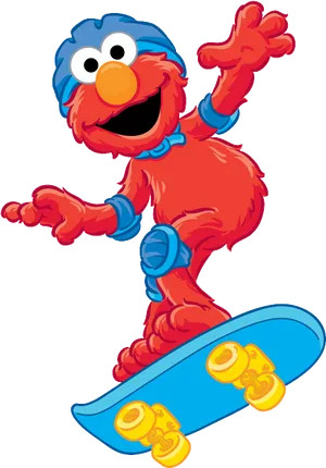 Skateboarding Red Muppet Character PNG image