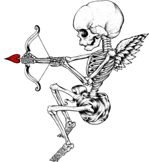 Skeleton Archerwith Heart Arrow PNG image