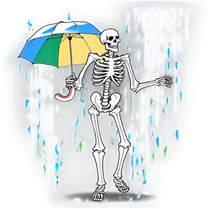 Skeleton Dancing In The Rain PNG Rht