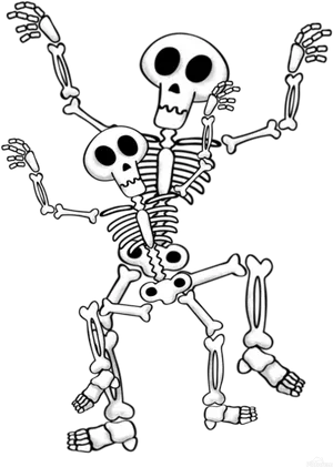 Skeleton Family Hanging Out Together PNG image